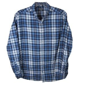 Eddie Bauer Relaxed Fit Long Sleeve Button Down Flannel Shirt Men's XLT‎ Blue